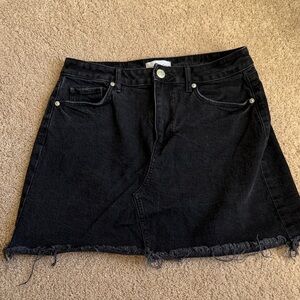 LOFT Black Frayed Hem Mini Skirt